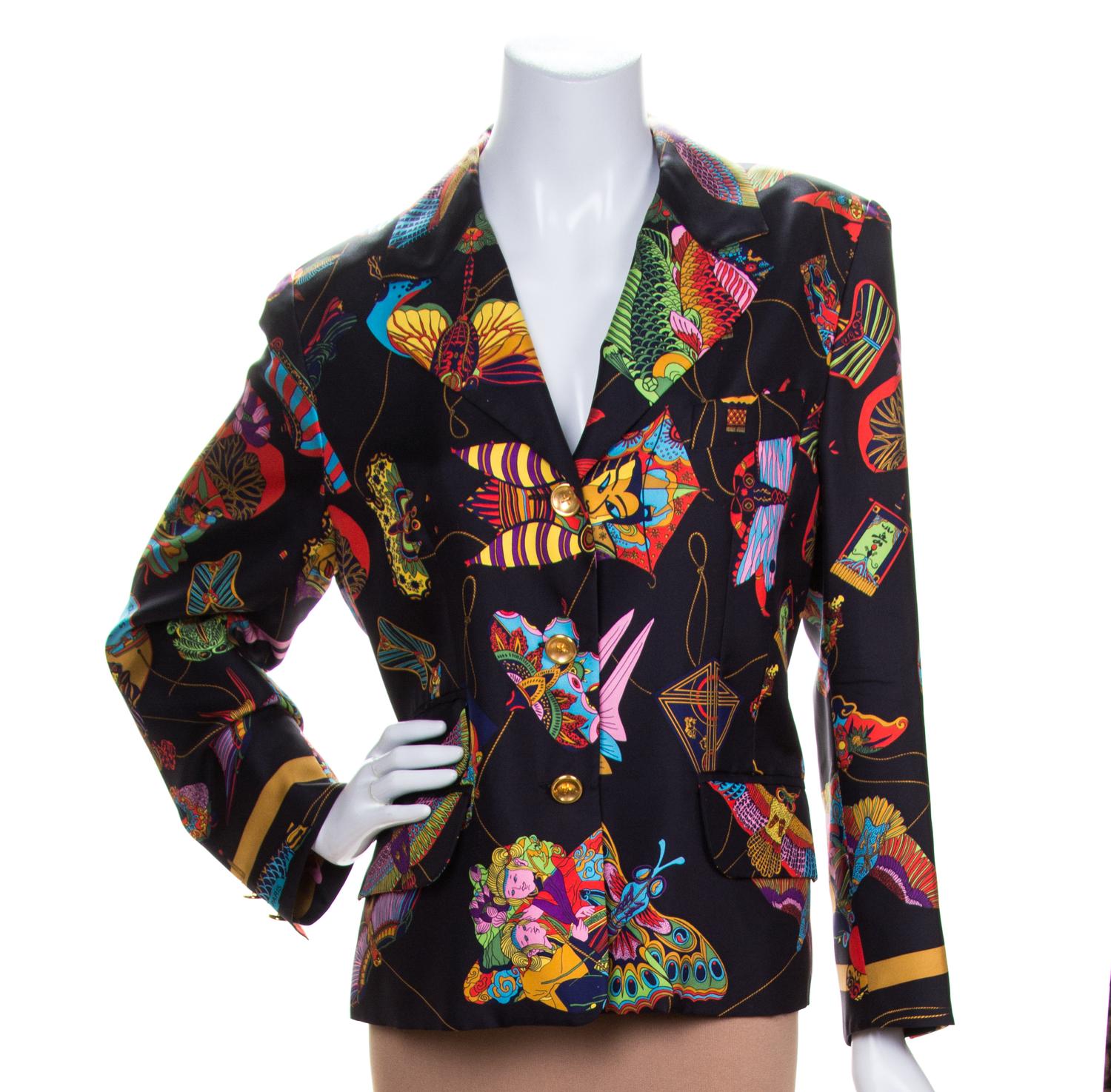 An Hermes Black Silk Jacket, Size 44.