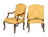 A Pair of Louis XV Style Mahogany Fauteuils