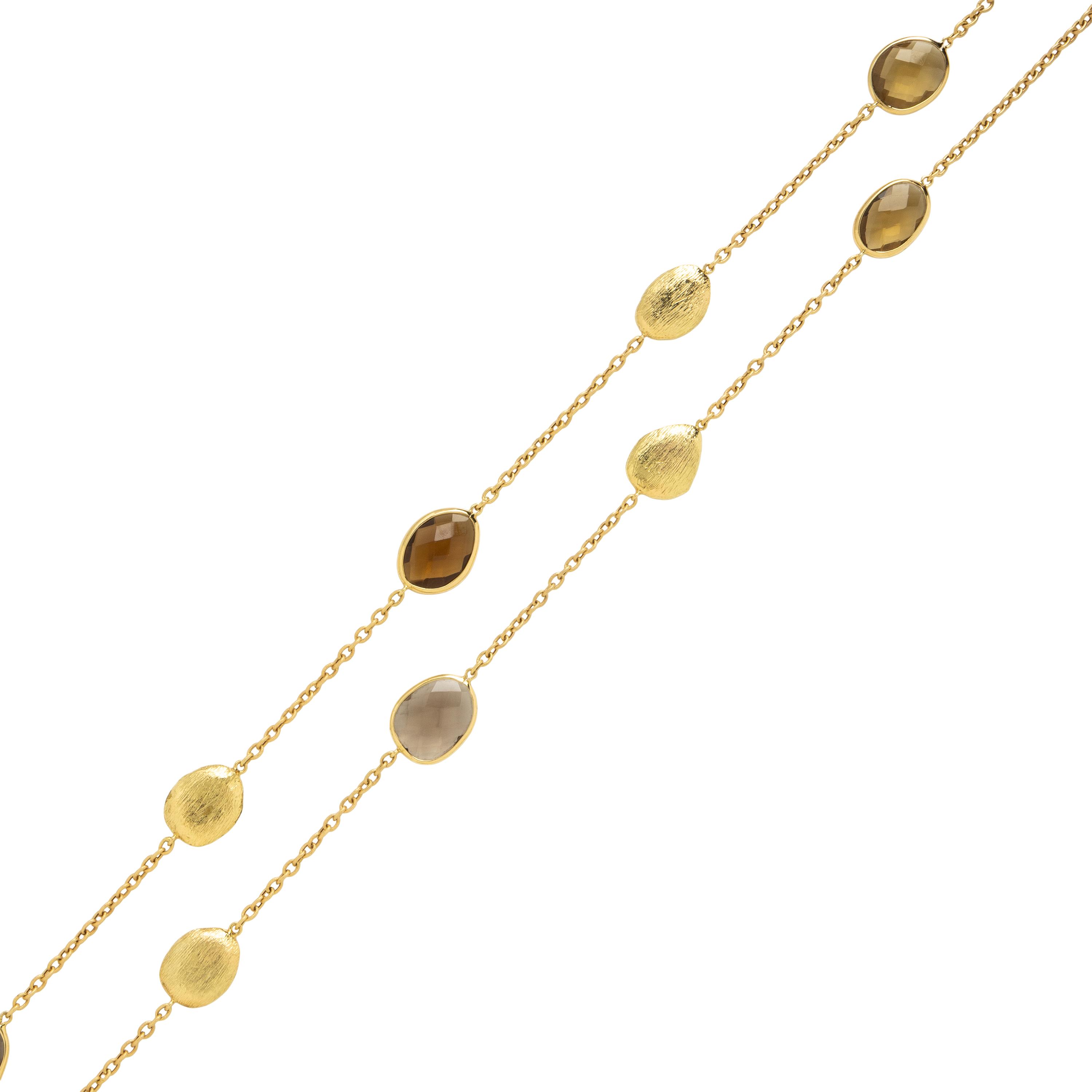 Yvel, Smoky Quartz and Yellow Gold Station Necklace