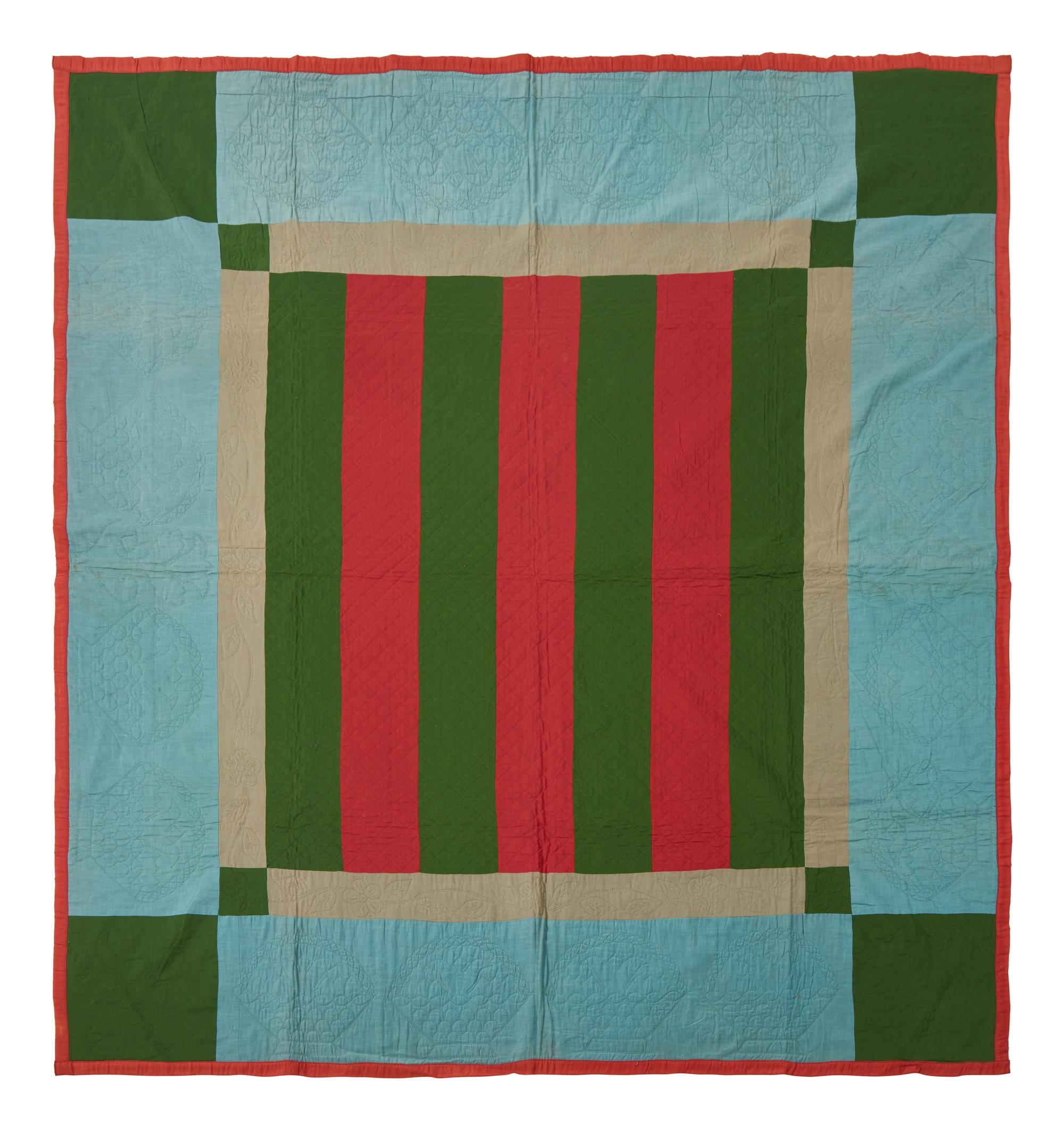 A Fine Amish "Bars" Pattern Cotton Quilt