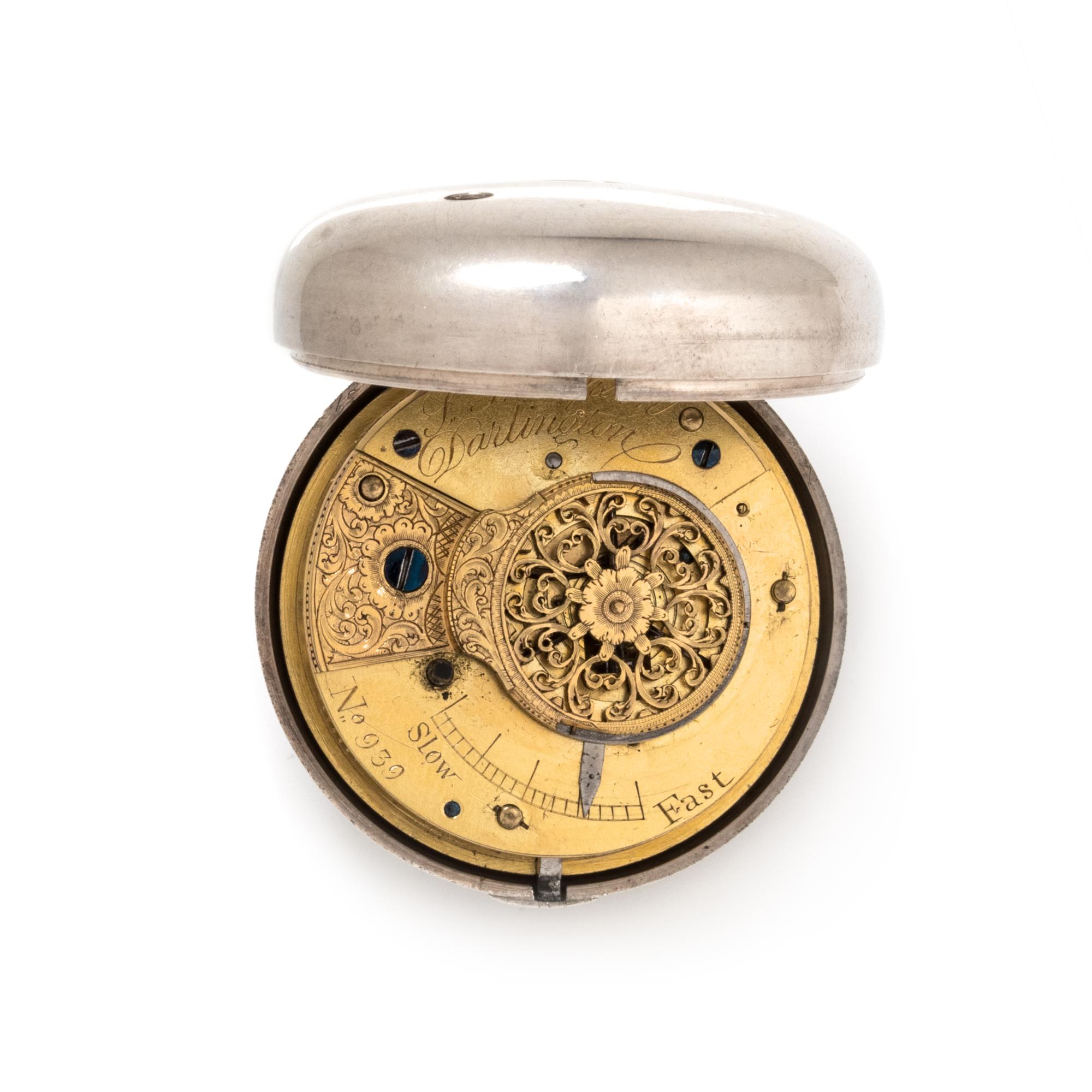 BRITISH, STERLING SILVER OPEN FACE POCKET WATCH