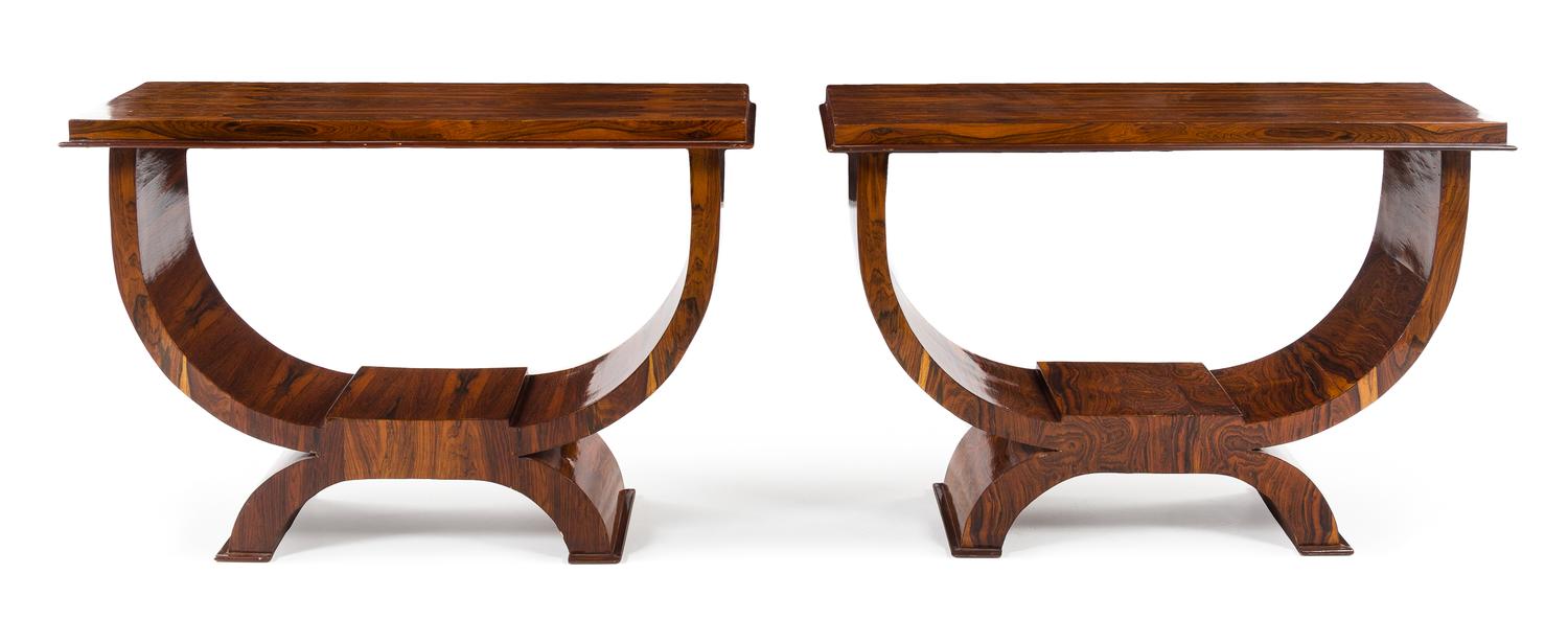 Art Deco, France, 1930s, a pair of console tables