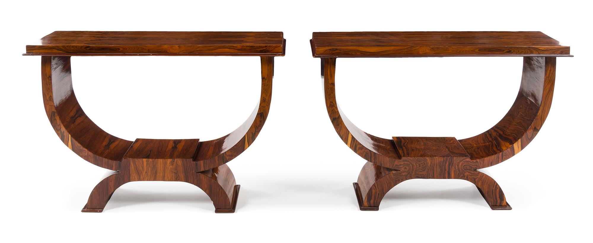 Art Deco, France, 1930s, a pair of console tables