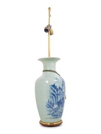 A Blue and White Porcelain Vase Mounted as a Lamp