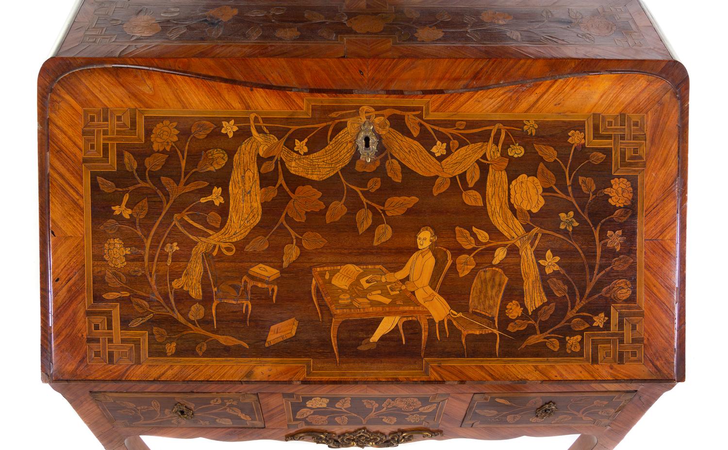 A Louis XV Style Marquetry Bureau en Pente — 19TH CENTURY