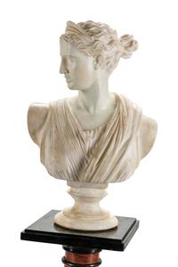 A Pair of Italian Alabaster Busts of Apollo and Diana