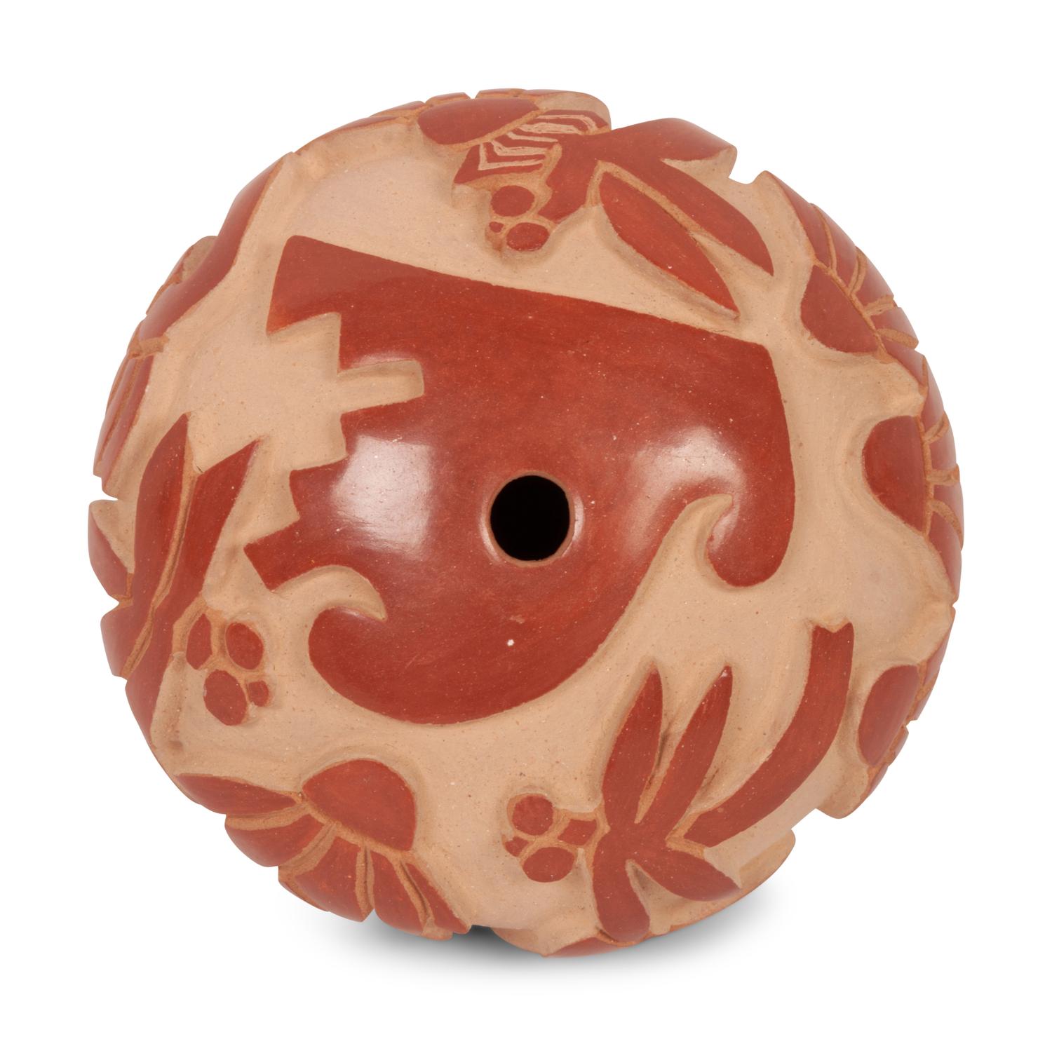 Miniature Carved Redware Seed Jar