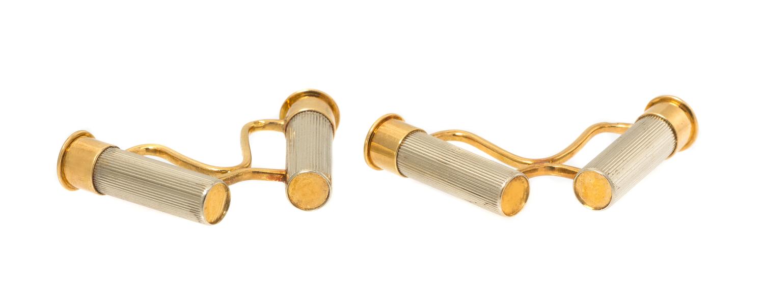 A Pair of 18 Karat Gold Shotgun Shell Cufflinks, Hermes, 5.30 dwts.