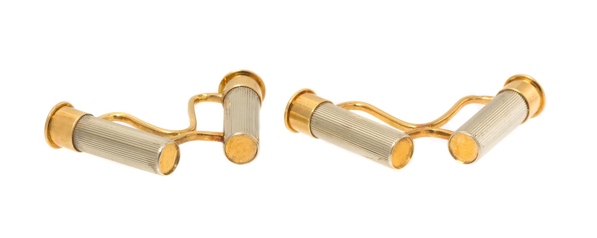 A Pair of 18 Karat Gold Shotgun Shell Cufflinks, Hermes, 5.30 dwts.