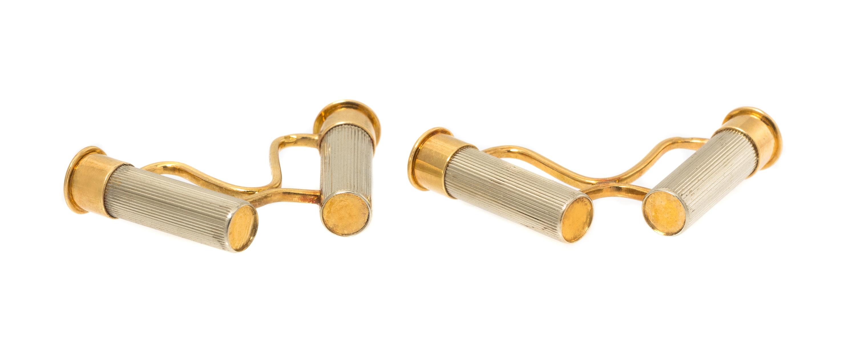 A Pair of 18 Karat Gold Shotgun Shell Cufflinks, Hermes, 5.30 dwts.