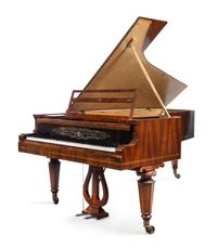 A Bosendorfer Mahogany, Walnut and Satinwood Inlaid Concert Grand Piano Length of case 92 x width 53 1/4 inches. — VIENNA, CIRCA 1845