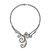 Diamond and Black Diamond Floral Necklace