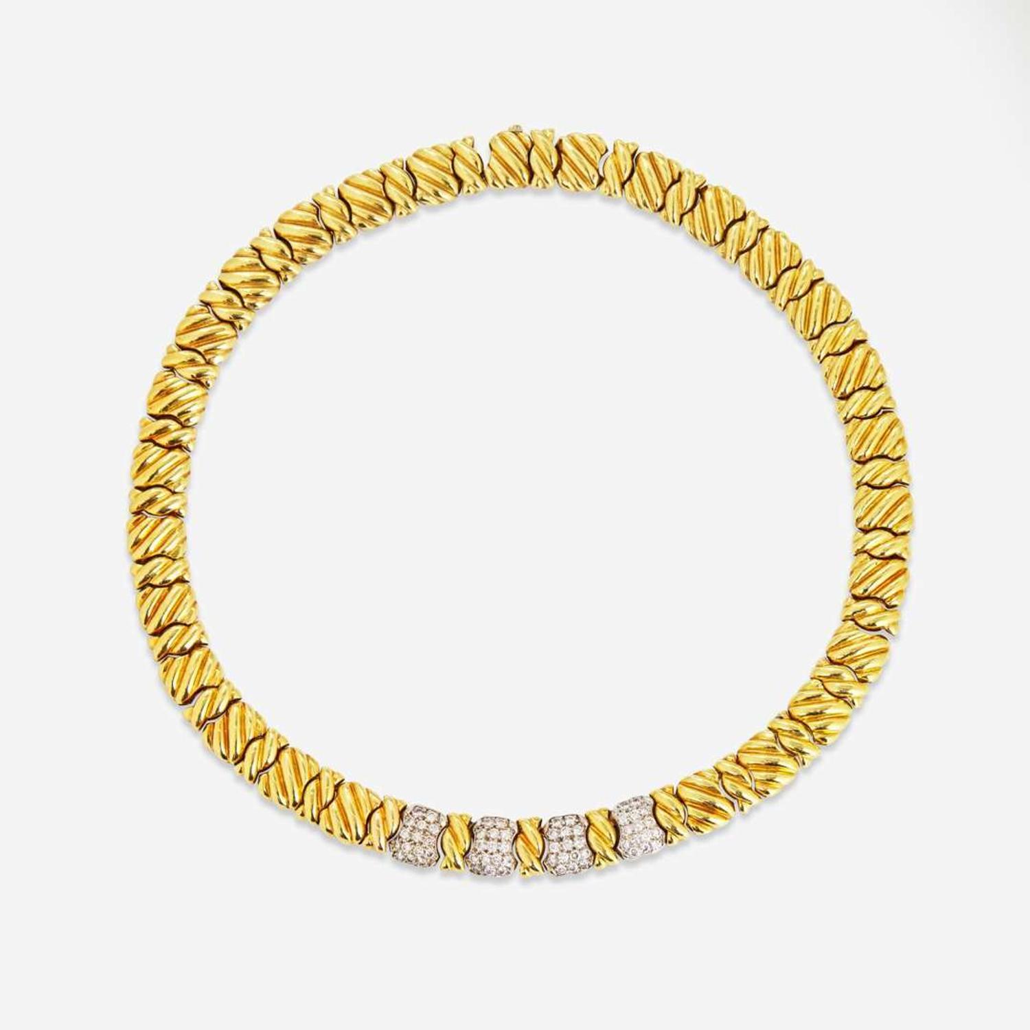 An 18K Yellow Gold and Diamond Necklace