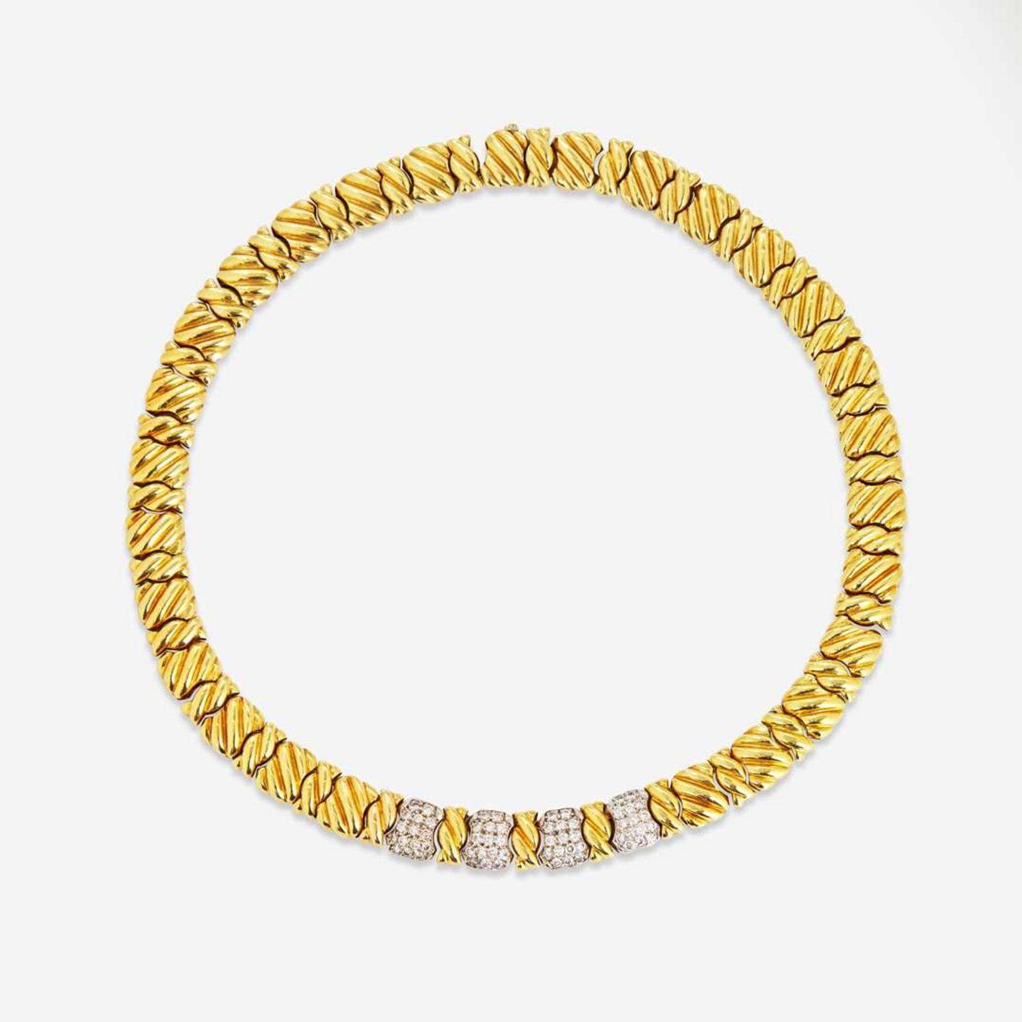 An 18K Yellow Gold and Diamond Necklace