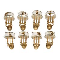 A Set of Eight Empire Style Gilt Bronze Two-Light Sconces