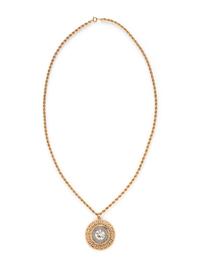 OLD EUROPEAN CUT DIAMOND AND YELLOW GOLD PENDANT NECKLACE