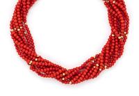 YELLOW GOLD AND CORAL TORSADE NECKLACE