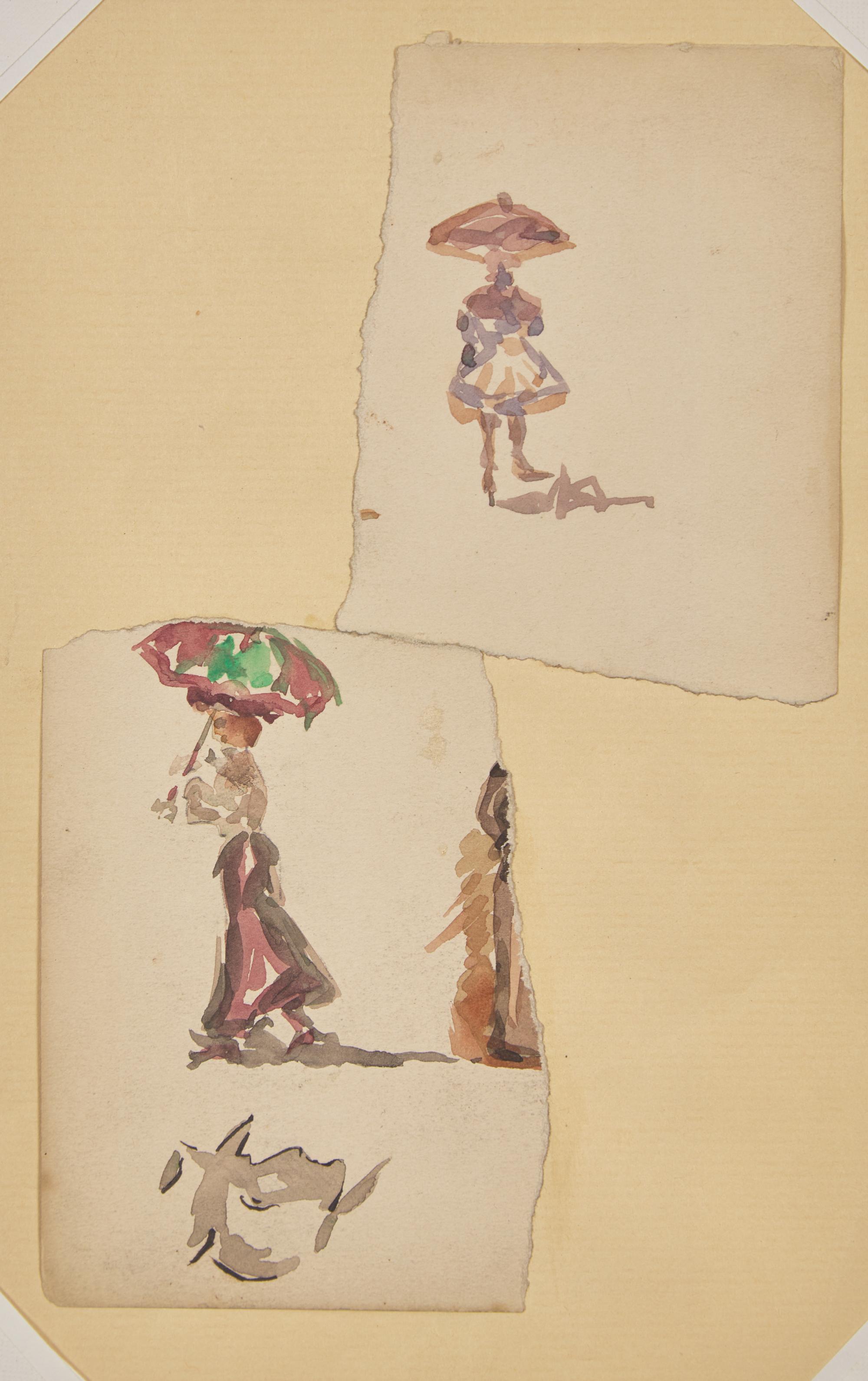 Two Works: Woman with Parasol; together with Woman Walking with Parasol (Fragments) (2)