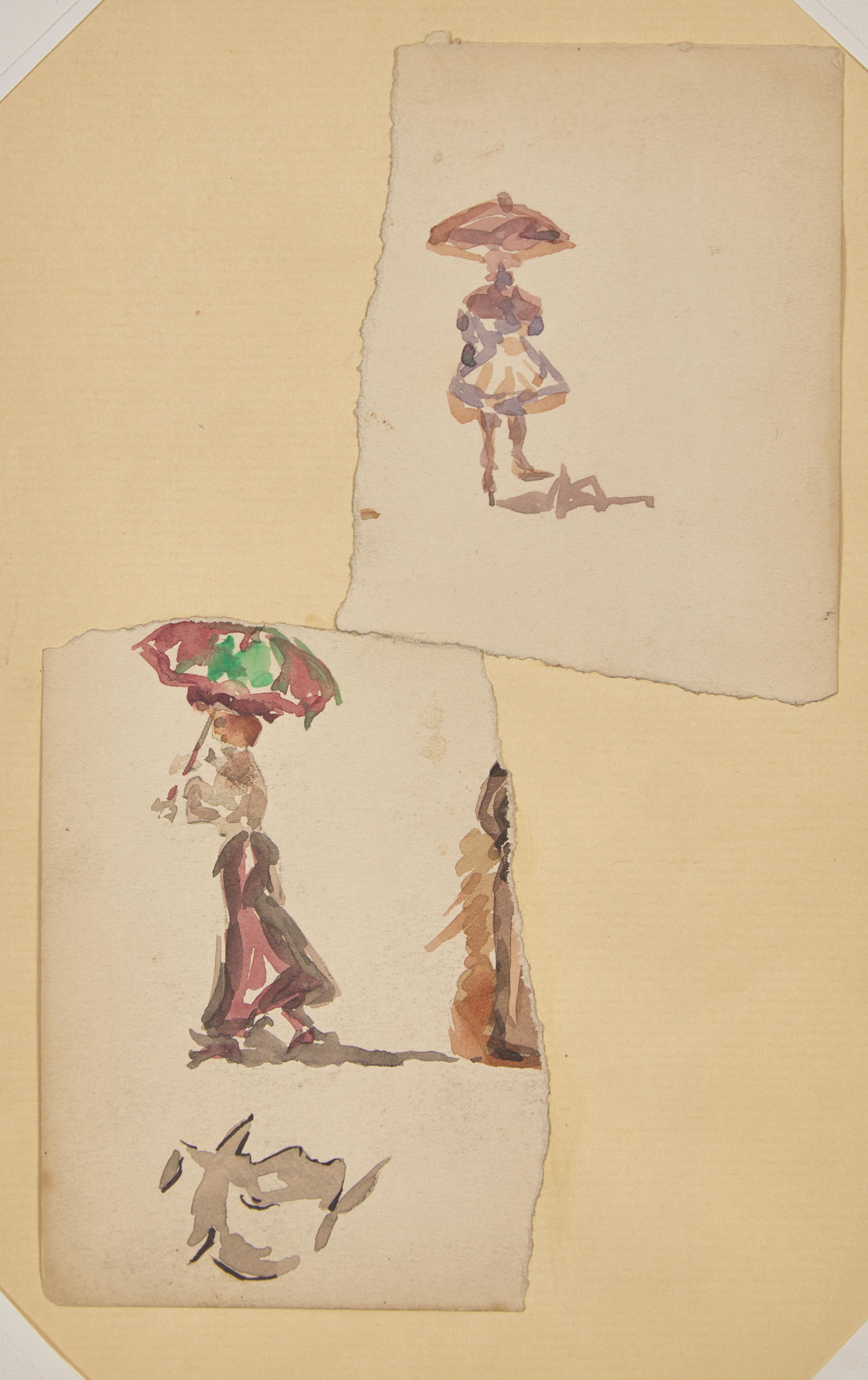 Two Works: Woman with Parasol; together with Woman Walking with Parasol (Fragments) (2)