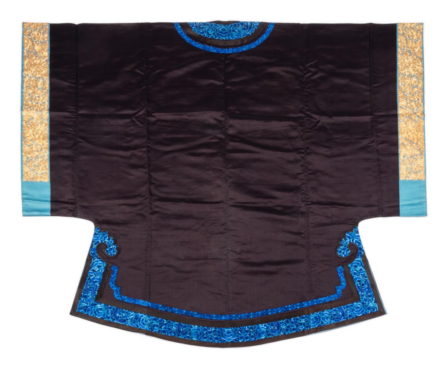 Two 'Sanlan' Black Ground Embroidered Silk Lady's Coats