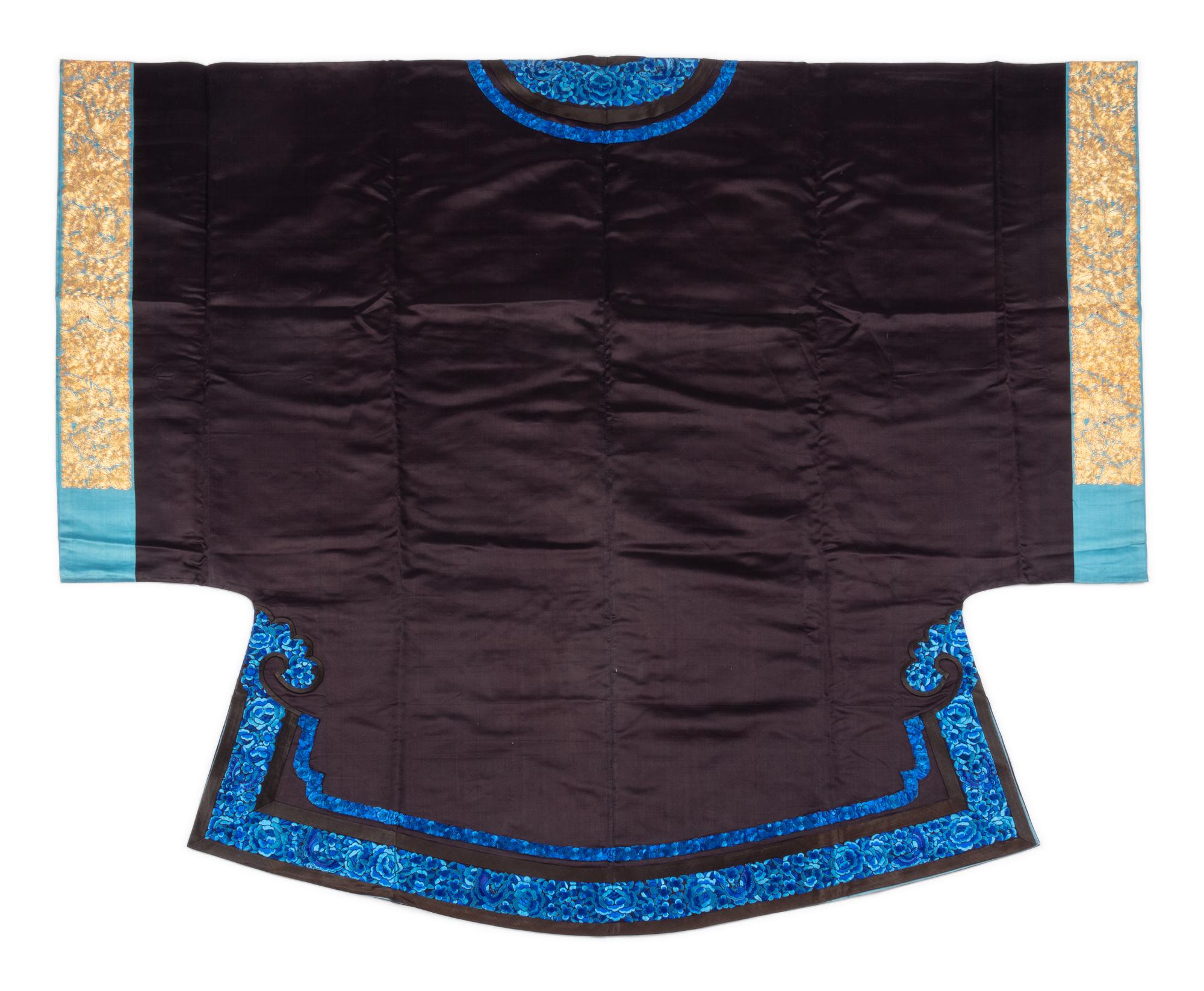 Two 'Sanlan' Black Ground Embroidered Silk Lady's Coats
