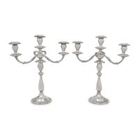A Pair of American Silver Three-Light Candelabra