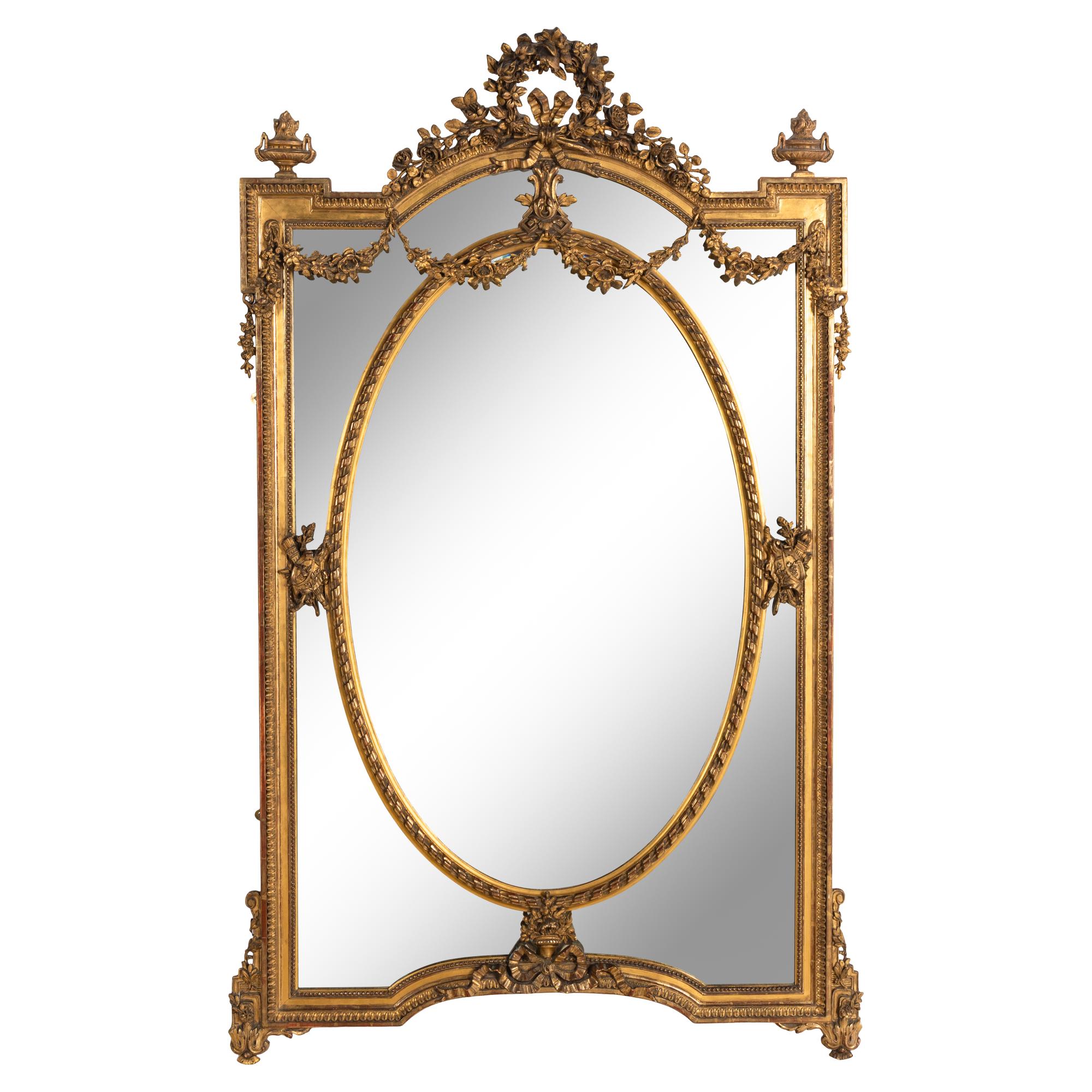 A Large French Giltwood Mirror