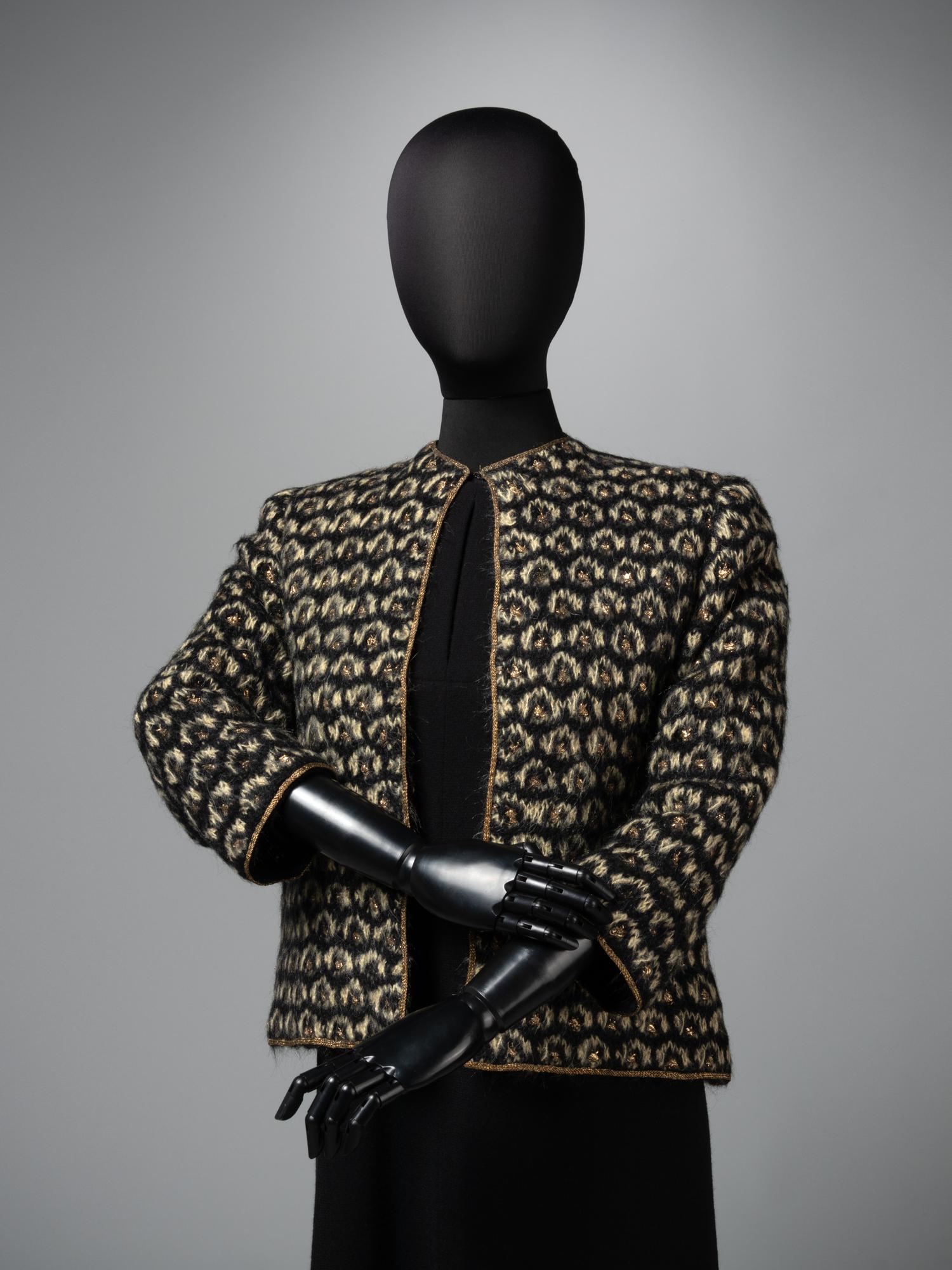 Balenciaga Haute Couture Wool Jacket with Gold Lamé, 1960-80s