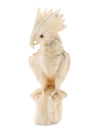 An Italian Carved Marble Figure of a Cockatoo