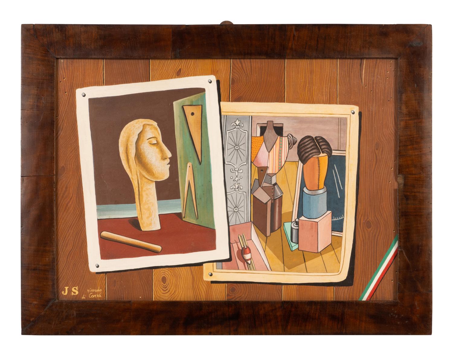 Two Italian Trompe-L'Oeil Collage Paintings — 20TH CENTURY