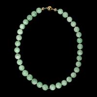A Chinese Green Jadeite Beaded Necklace, 20th Century 近代 翡翠珠鏈