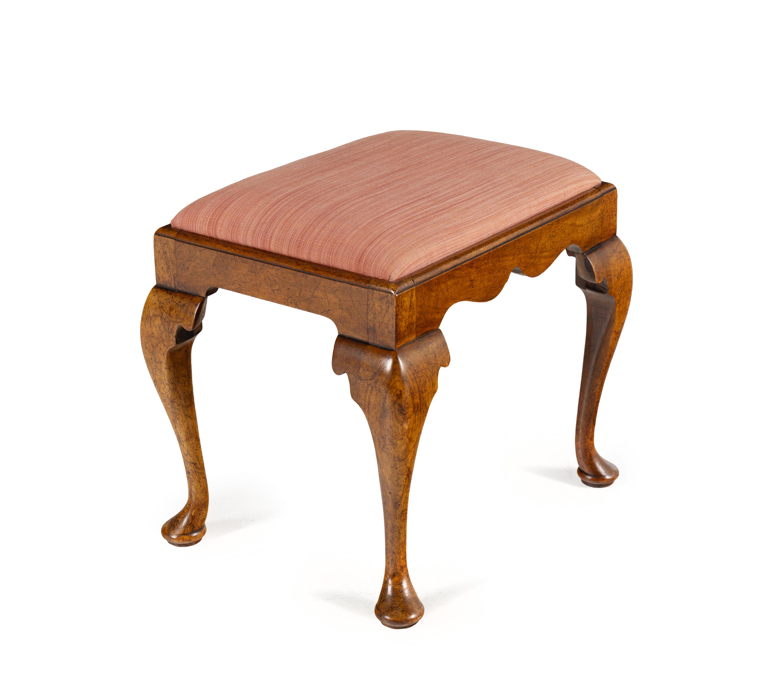 An Queen Anne Style Mahogany Stool