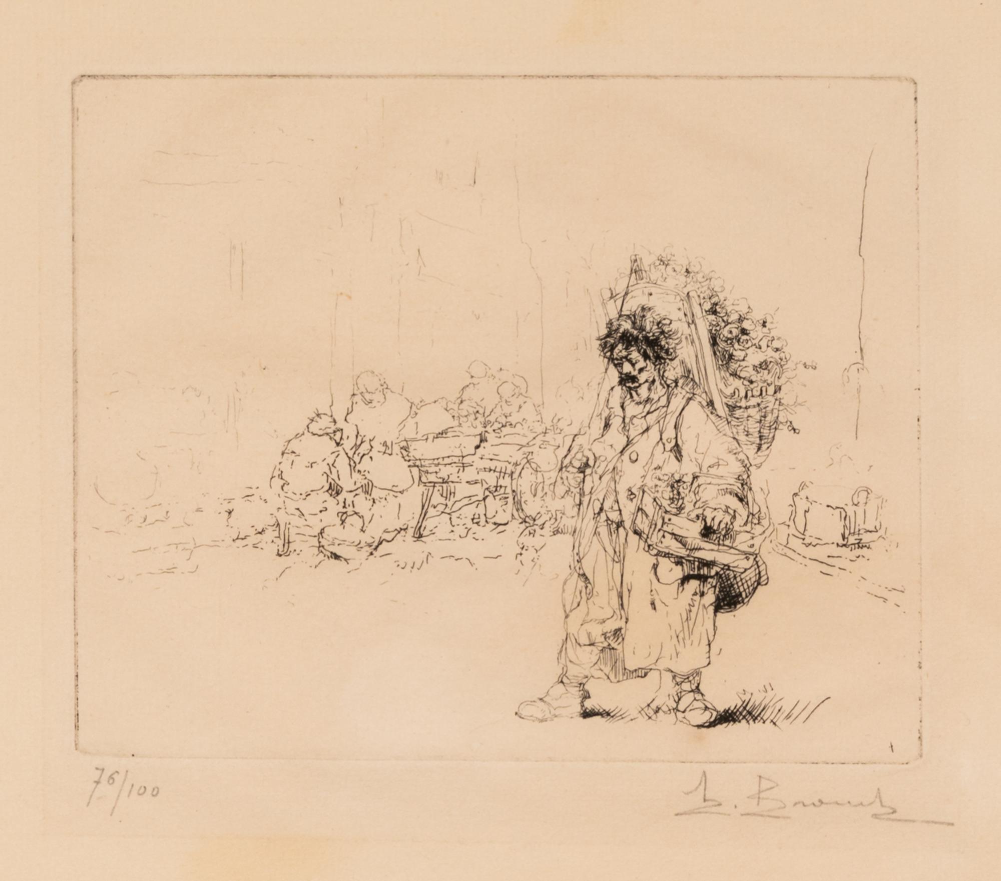 A Group of Works by Various Artists, , including Flower Seller with Basket by Auguste Brouet (French, 1872-1941), The Hardy Breed by Go
