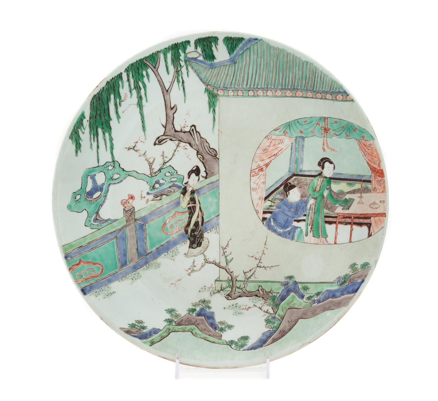 A Large Famille Verte Porcelain Charger Diameter 14 inches. — KANGXI PERIOD (1662-1722)