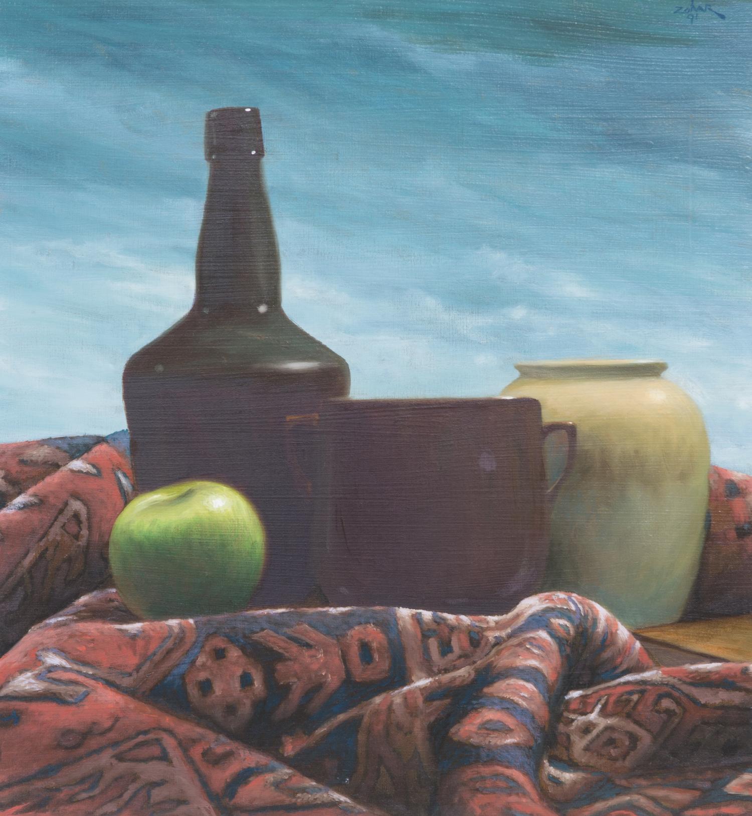 Israel Zohar, (Russian, b. 1946), Table Top Still Life with Green Apple
