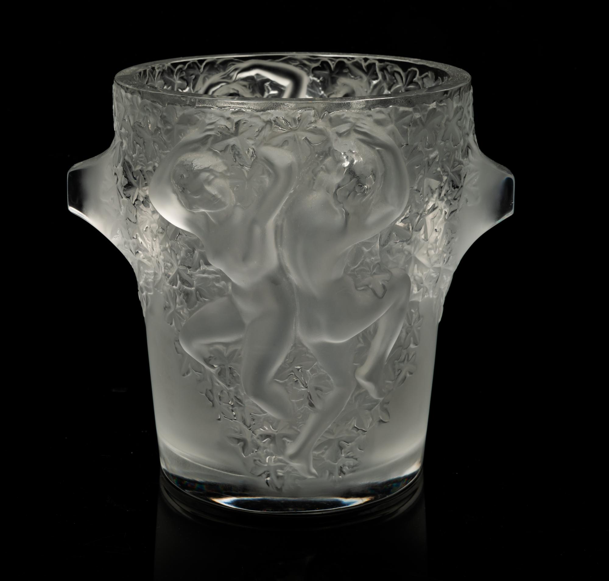 A Lalique Molded and Frosted Glass Vase