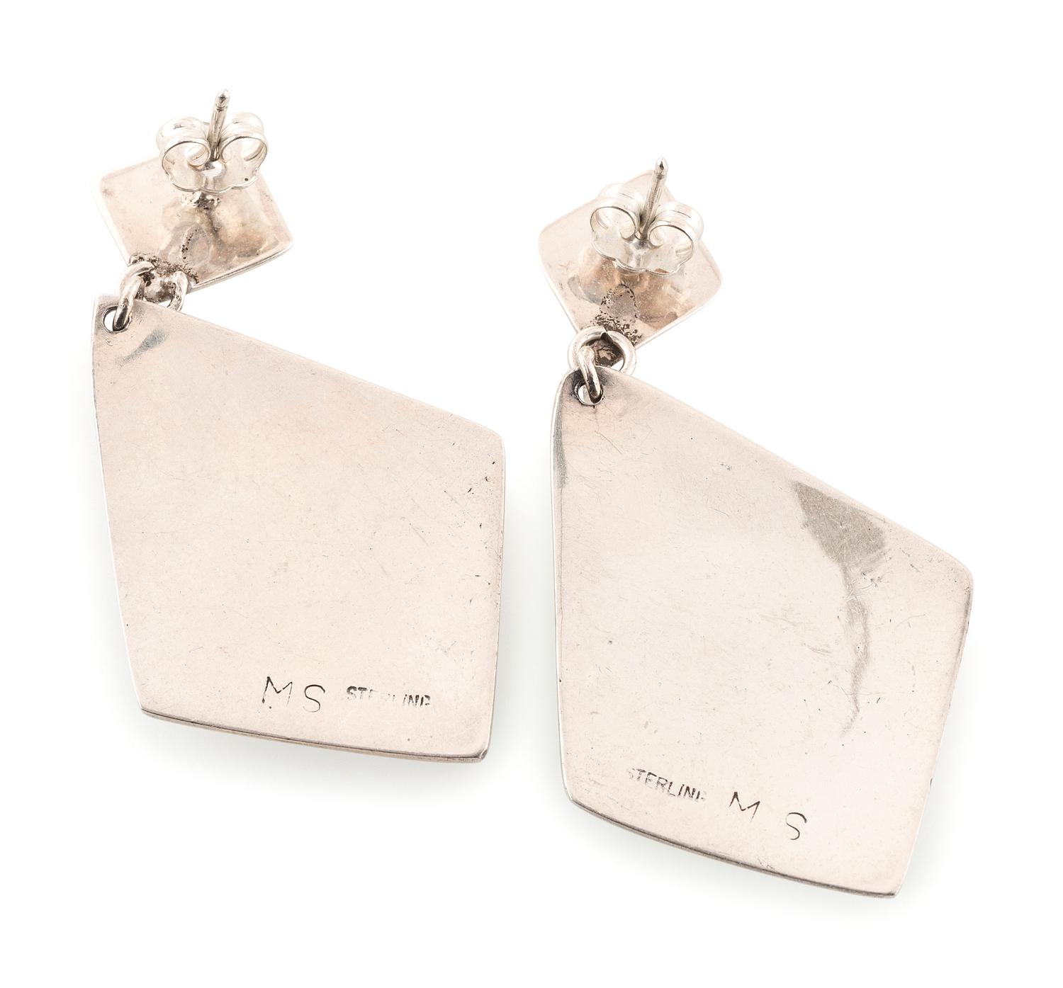Navajo Silver and Mosaic Inlay Post Earrings