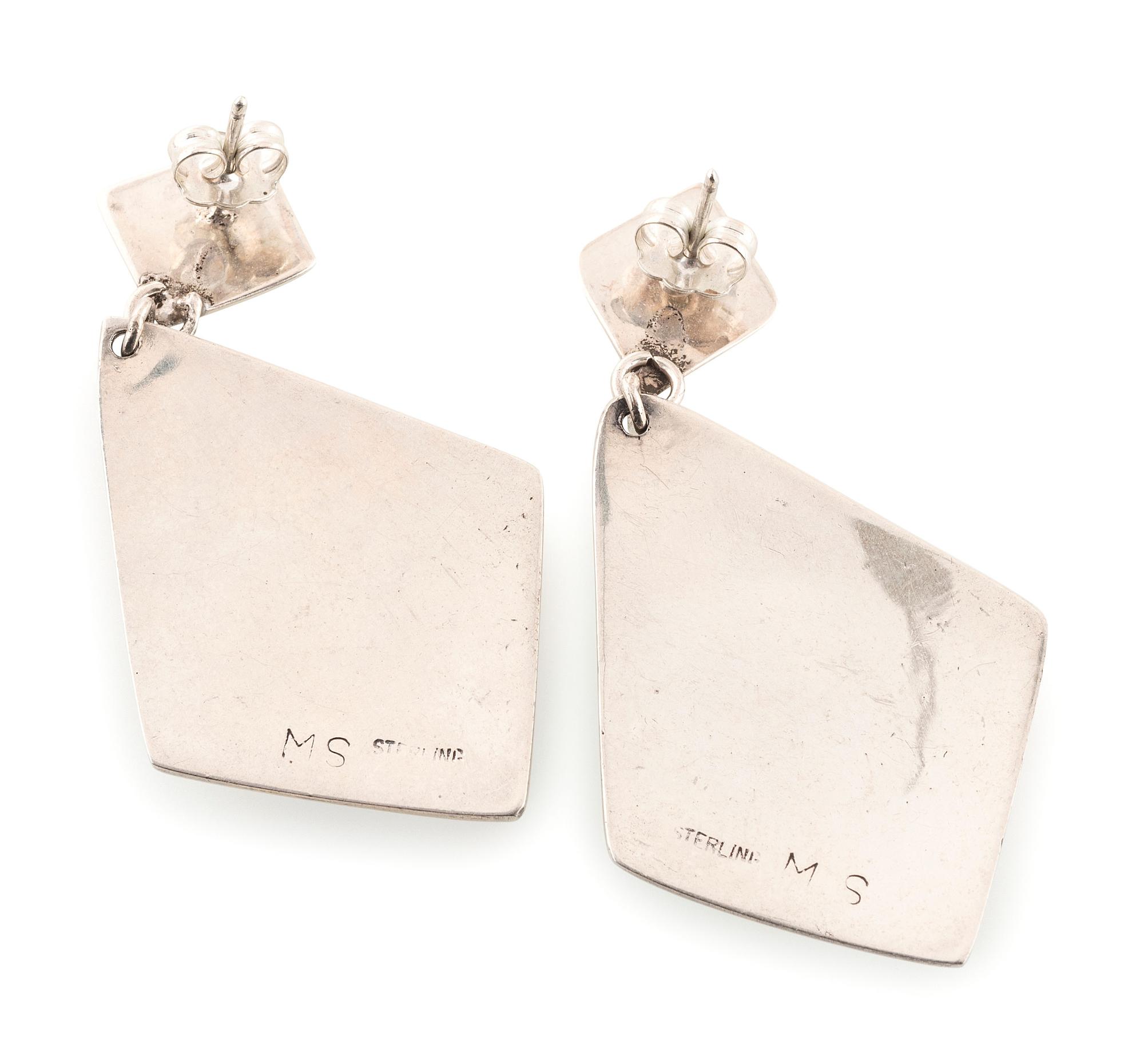 Navajo Silver and Mosaic Inlay Post Earrings