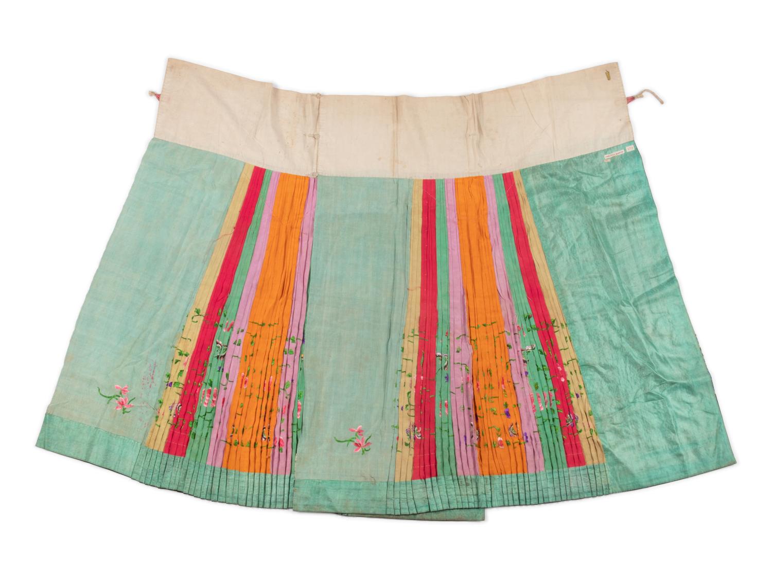 Two Embroidered Silk Summer Apron Skirts