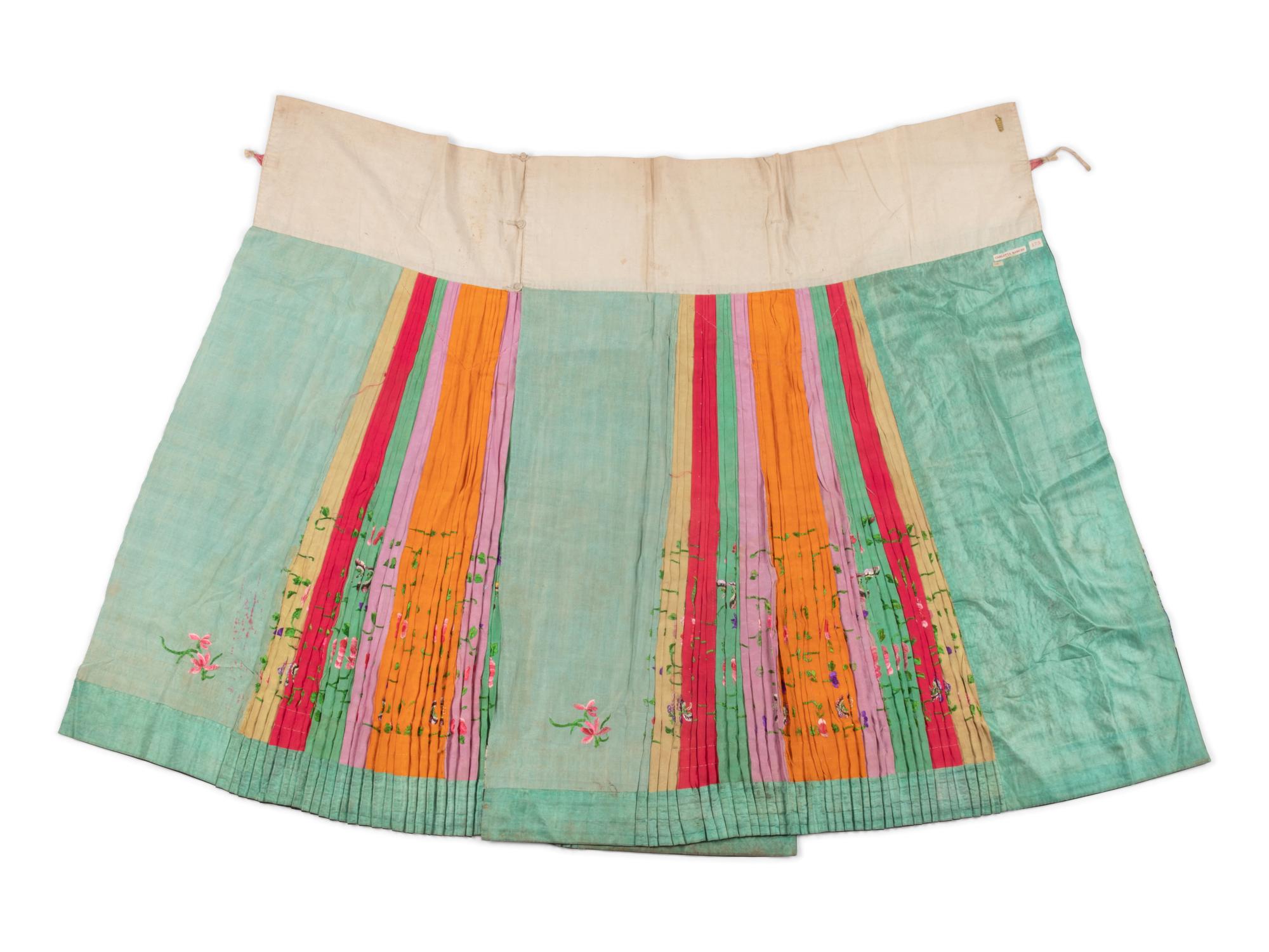 Two Embroidered Silk Summer Apron Skirts
