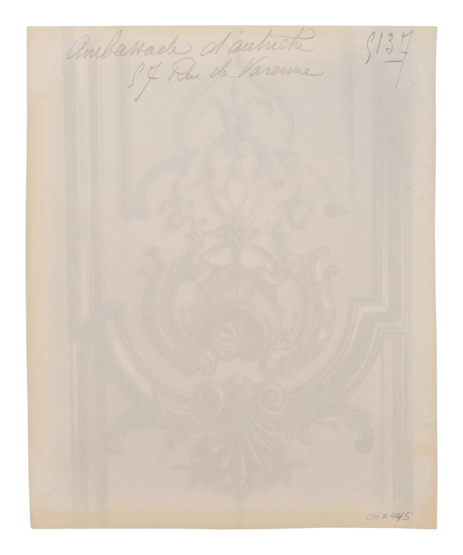 A group of six photographs depicting early 20th Century Parisian architectural details (Saints-Gervais-et-Protais, 1903-1904; Ambassade d'Autriche, 57 rue de Varenne, 1905; La Monnaie-quai Conti [5234], 1905-1906; Hôtel de Roquelaure, boulevard Saint-Germain, 246, 1905-1906; Hôtel de la Duchesse, de Narbonne, rue Varenne 45, 1907; [Cluny–Diane Chasseresse. Art Français. École J. Goujon], 1911)