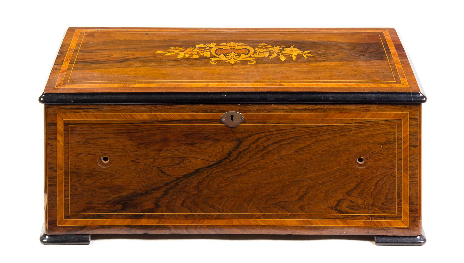 A Swiss Cylinder Music Box Width of case 24 1/4 inches. — CIRCA 1860