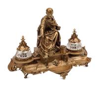 A French Gilt Bronze Figural Standish
