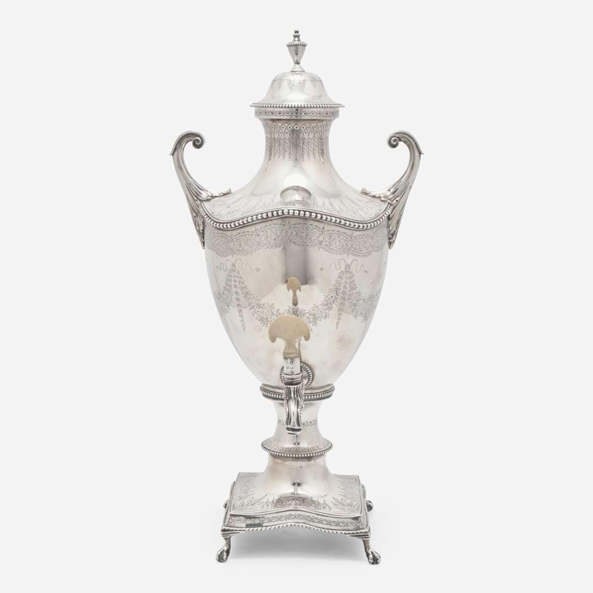 A George III sterling silver hot water urn Charles Wright, London, 1774