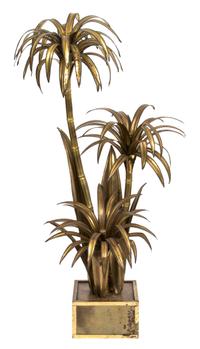 A Contemporary Gilt Metal Floor Lamp Height 62 inches.
