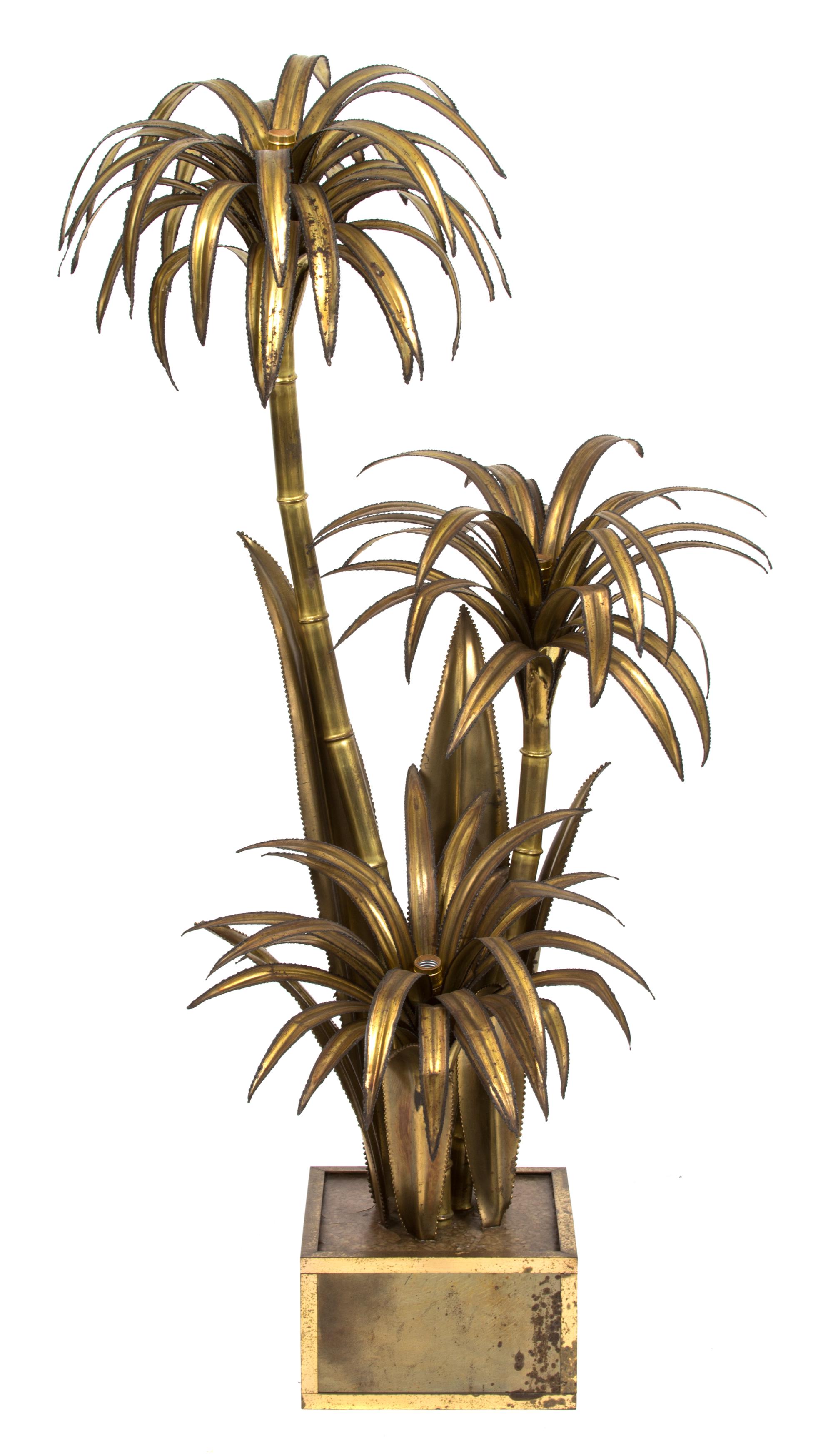 A Contemporary Gilt Metal Floor Lamp Height 62 inches.