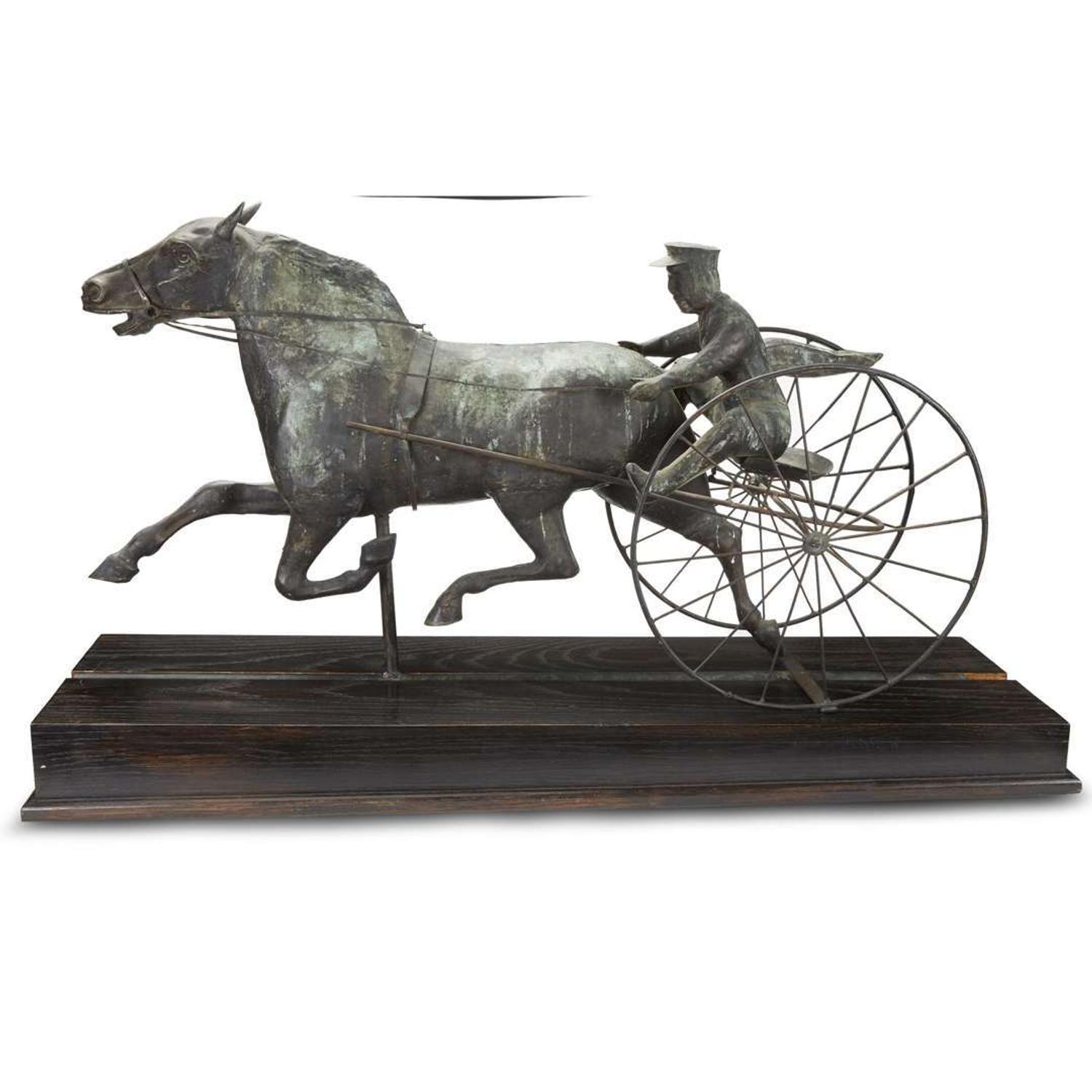 St. Julian sulky and driver copper weathervane Attributed to J.W. Fiske & Co., New York, circa 1880