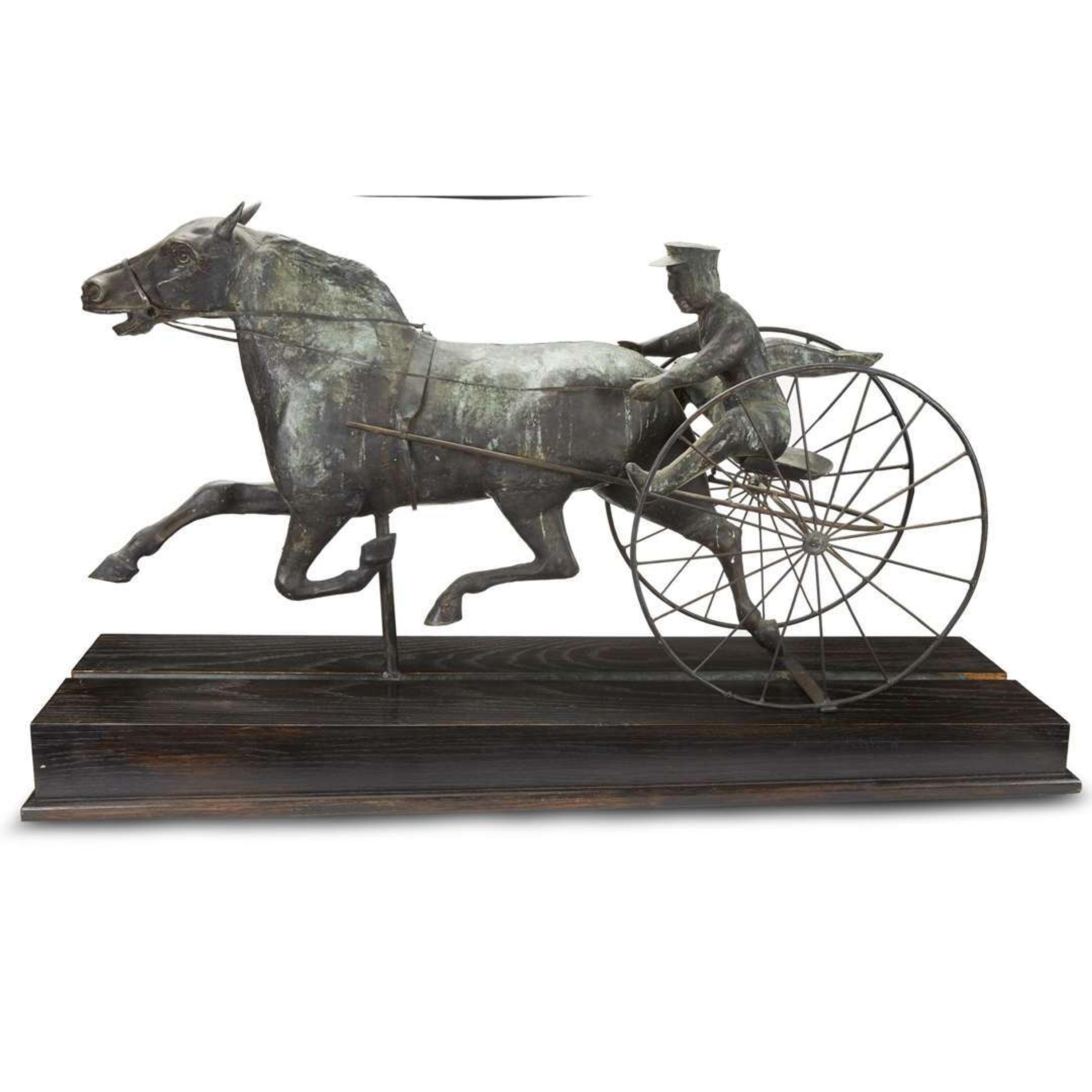 St. Julian sulky and driver copper weathervane Attributed to J.W. Fiske & Co., New York, circa 1880