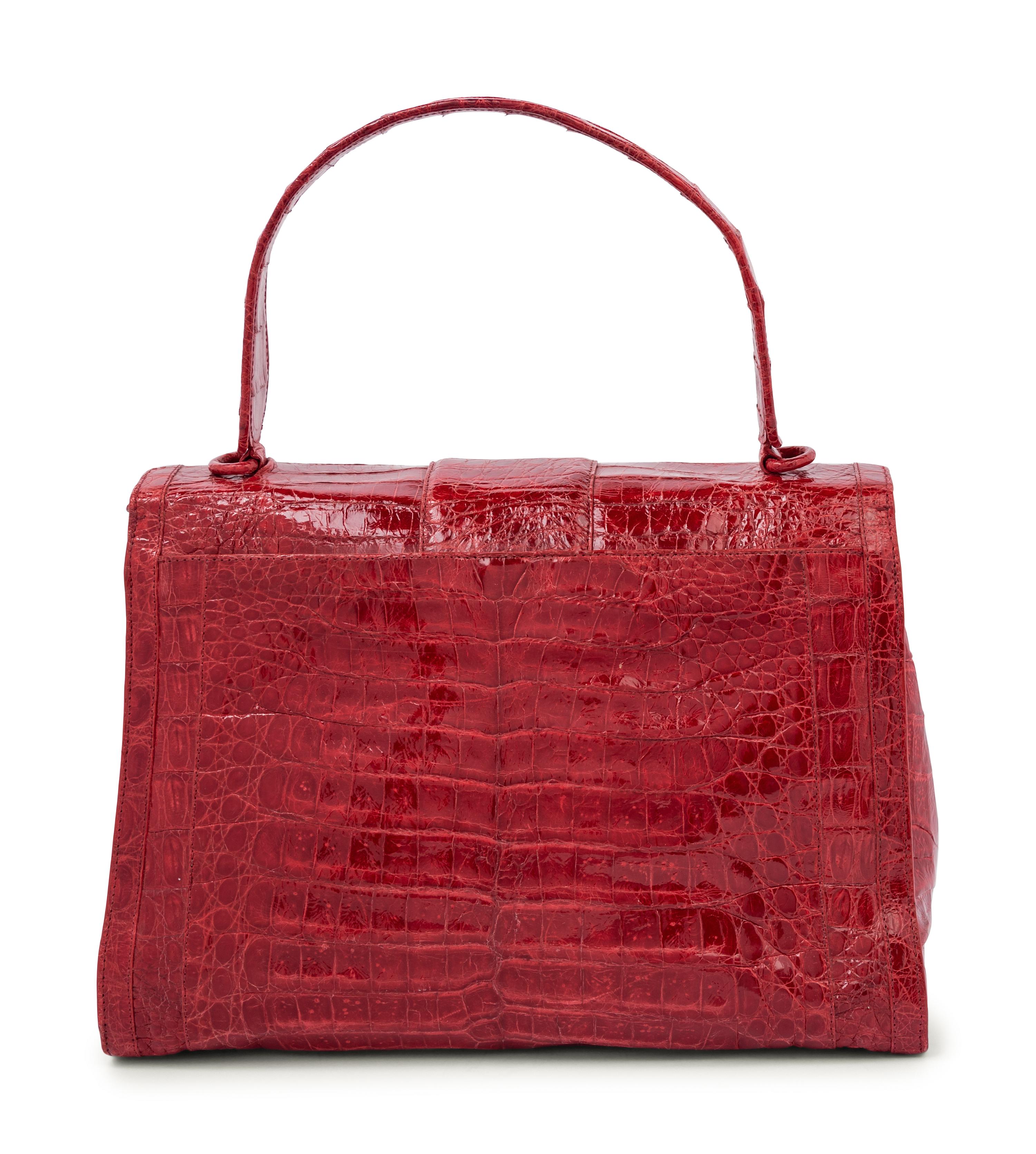 Nancy Gonzalez Red Alligator Flap Bag, 2000s