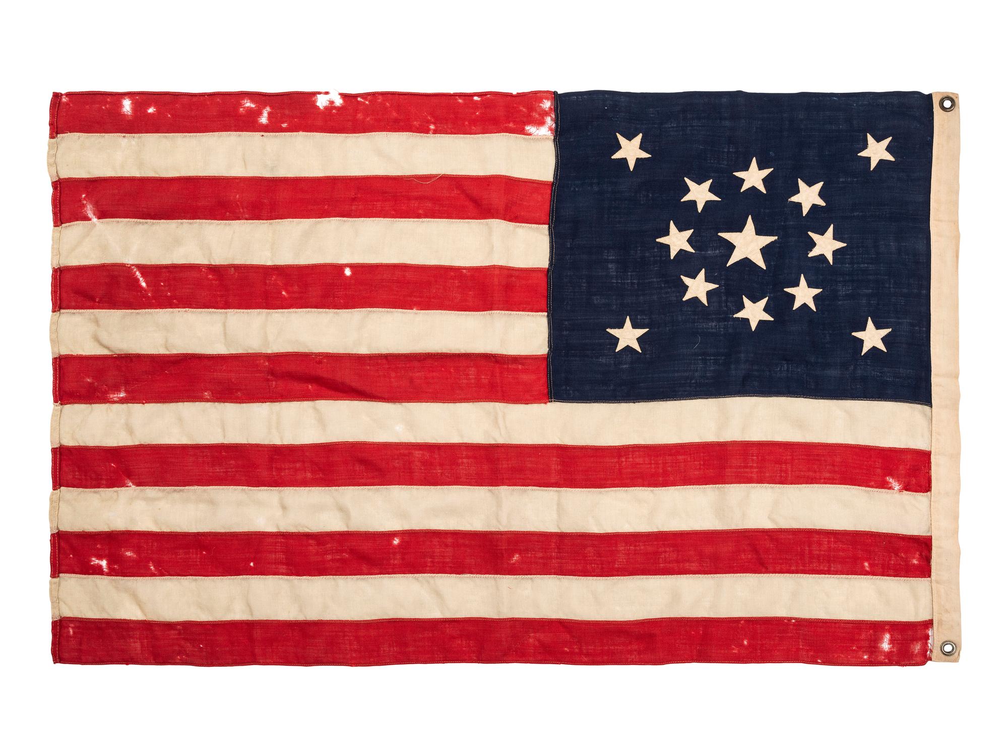 [FLAGS]. 13-star American flag with medallion pattern. Ca late 19th-early 20th century.